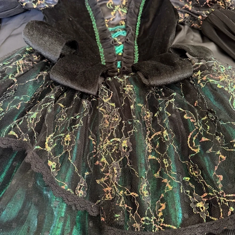 Mystical Green and Black Kids Costume
